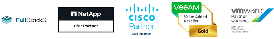Partner-Logos: FullStackS, NetApp, Cisco, Veeam, vmware